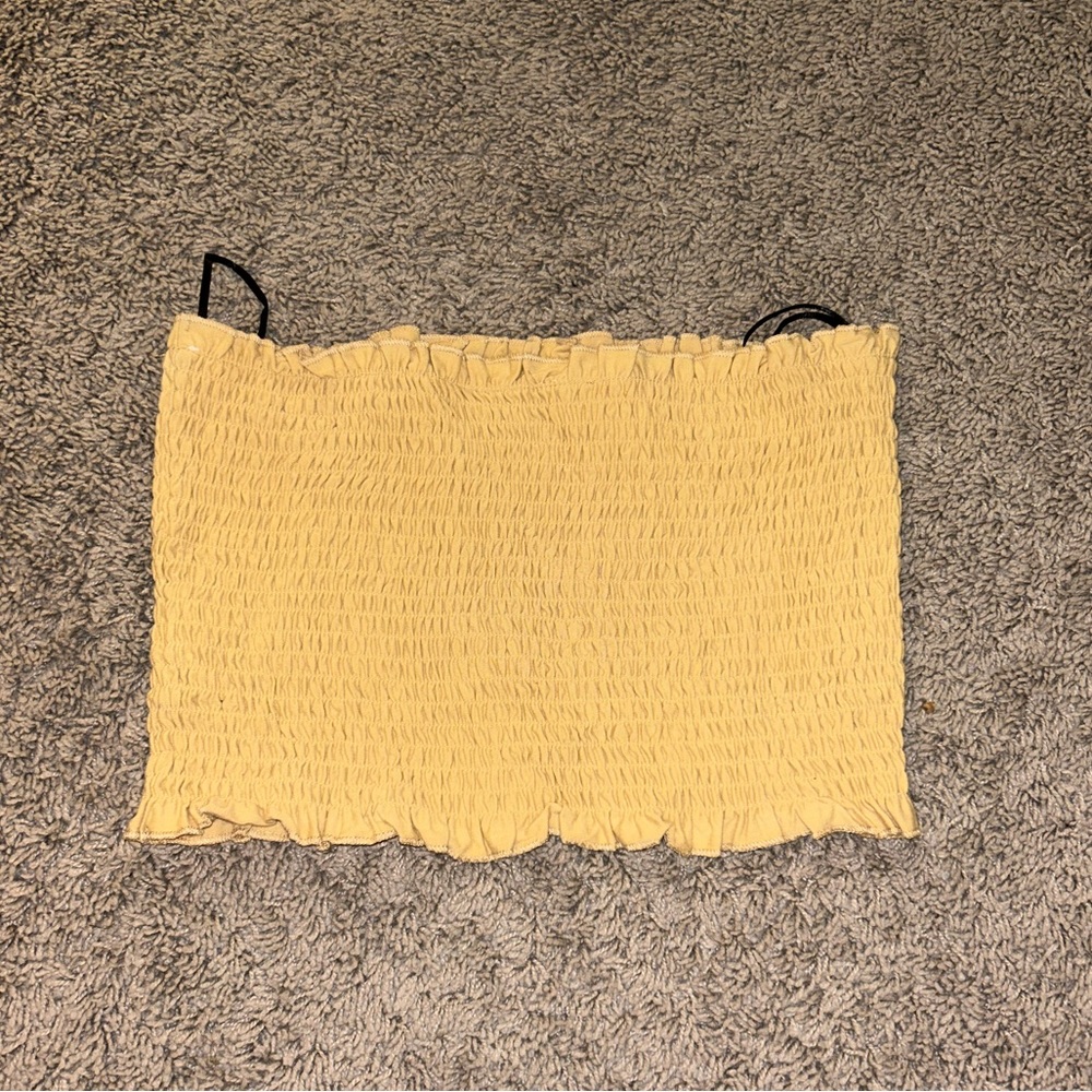Yellow tube top.